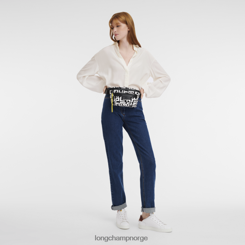 Longchamp le pliage lgp belteveske m kvinner svart hvit FTJ6LL455