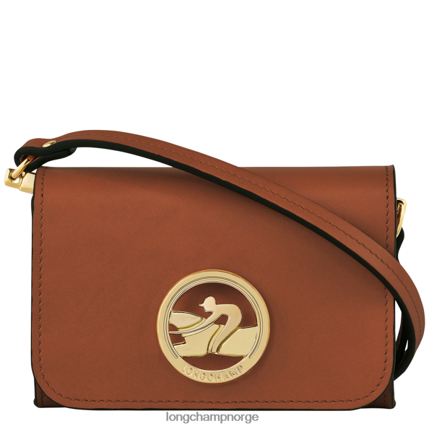 Longchamp boks trav myntpung med skulderreim kvinner konjakk FTJ6LL518