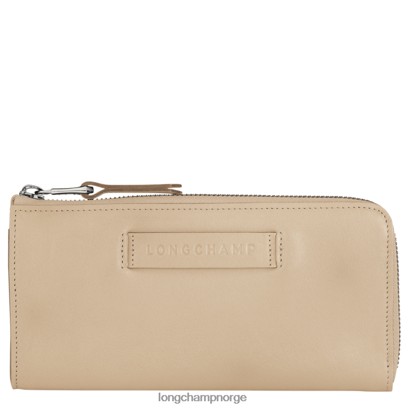 Longchamp 3d lommebok med glidelås rundt kvinner beige FTJ6LL621