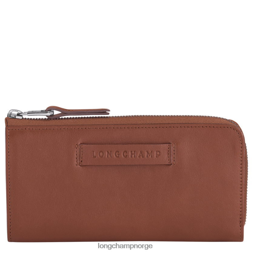 Longchamp 3d lommebok med glidelås rundt kvinner konjakk FTJ6LL624