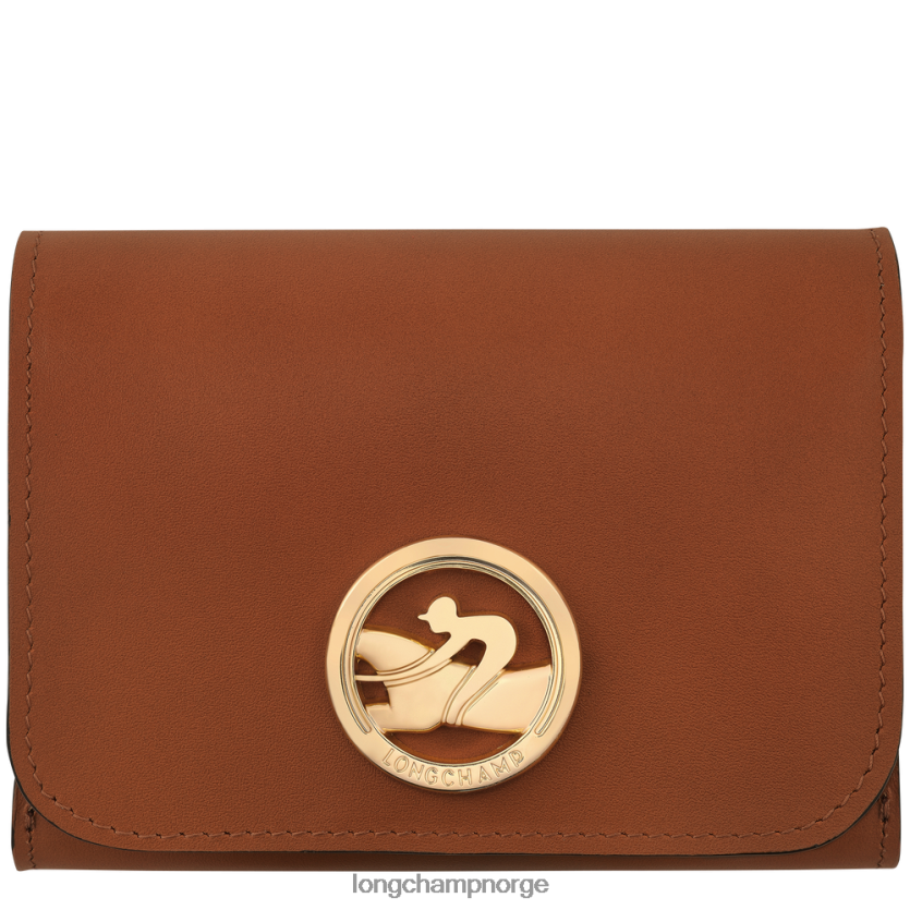 Longchamp boks trav lommebok kvinner konjakk FTJ6LL556