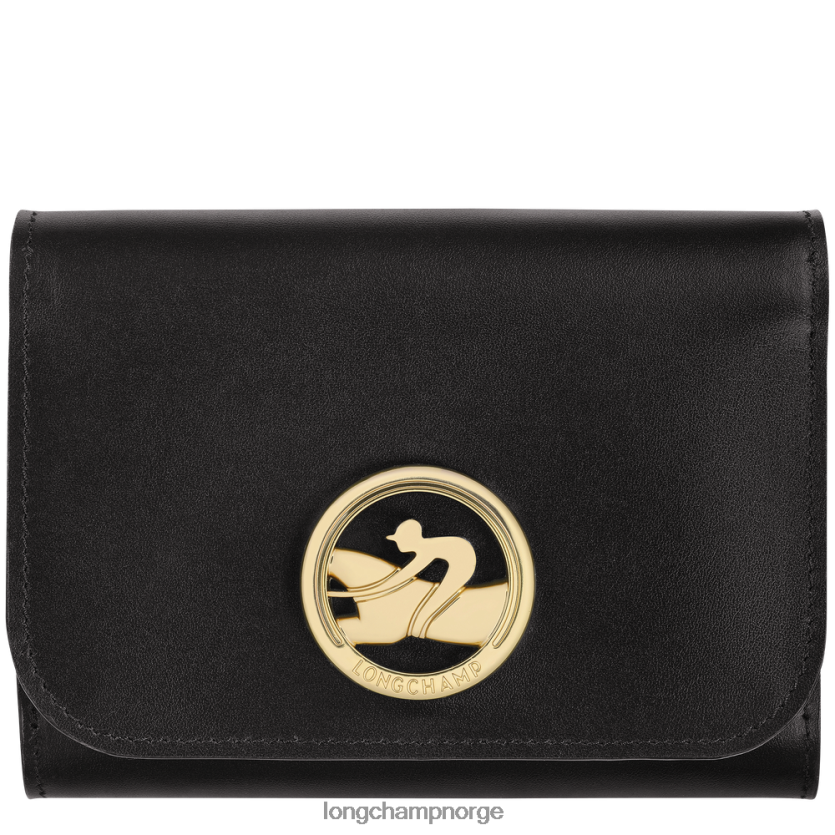 Longchamp boks trav lommebok kvinner svart FTJ6LL554
