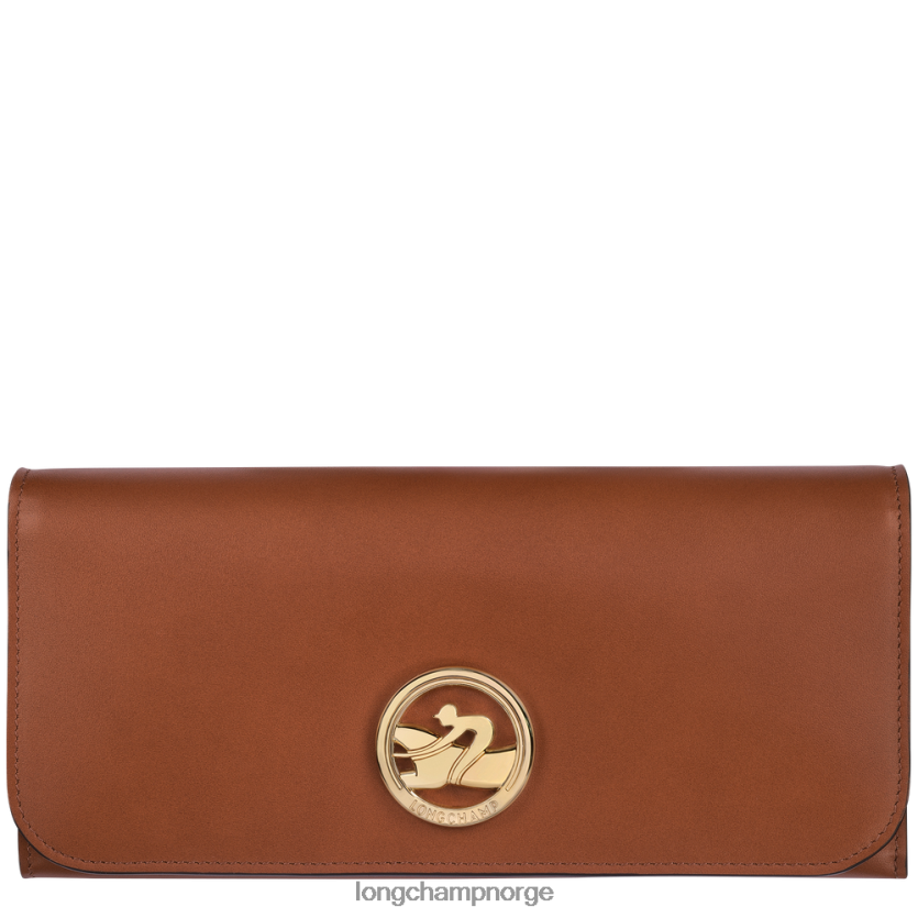 Longchamp box trav kontinental lommebok kvinner konjakk FTJ6LL560