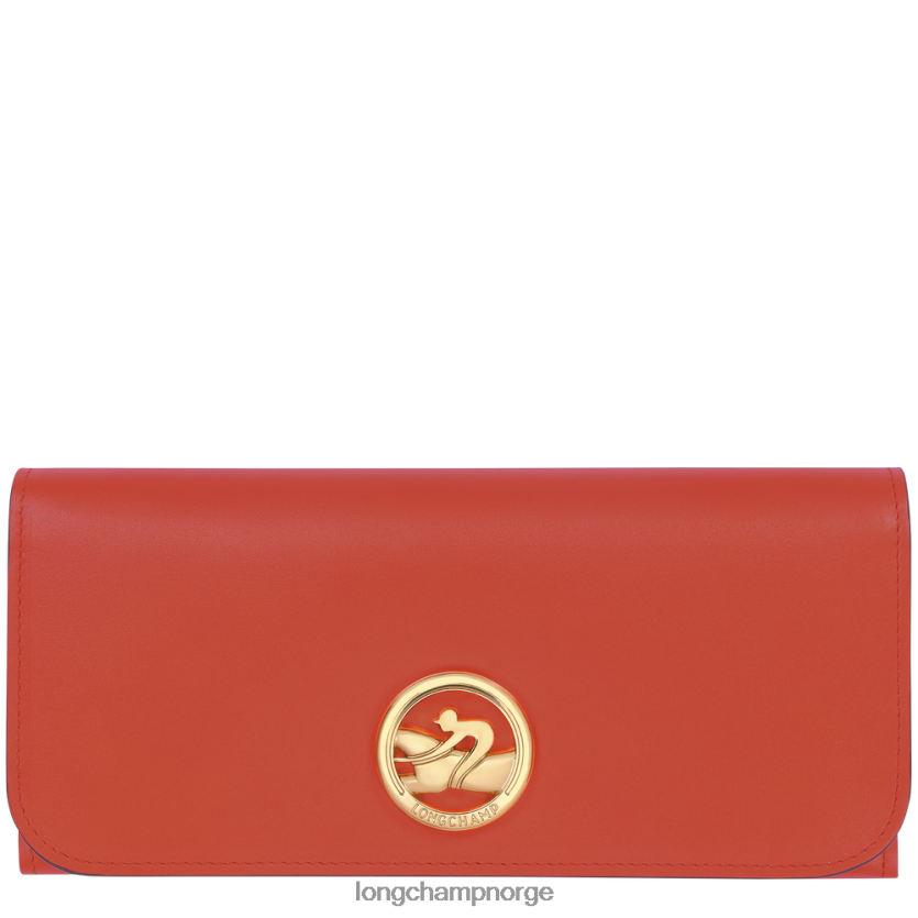 Longchamp box trav kontinental lommebok kvinner oransje FTJ6LL559