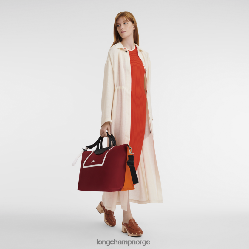 Longchamp le pliage samling reiseveske s menn oransje/burgunder FTJ6LL778